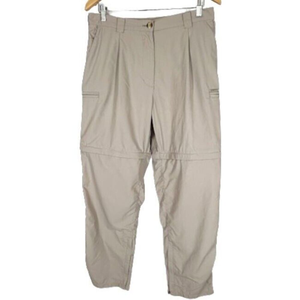 ExOfficio Womens 14 Convertible Zip Off Cargo Pants Shorts Khaki Beige